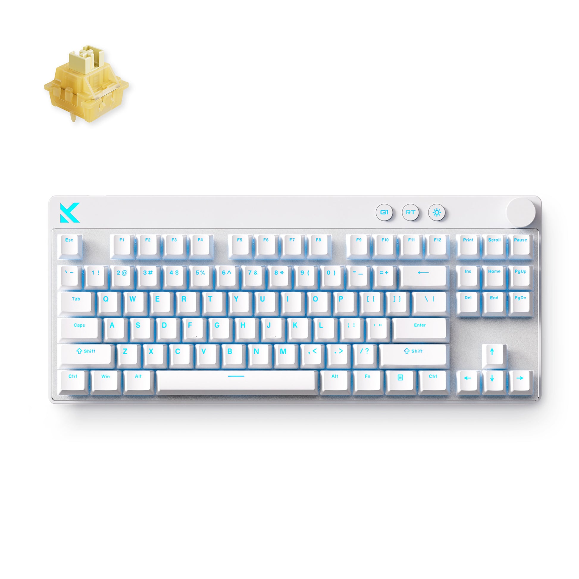 Mchose mix 87 clavier de jeu à commutateur magnétique à effet hall (blanc, disposition américaine, 80%, RVB, échange à chaud, USB-C, capteur à effet hall)