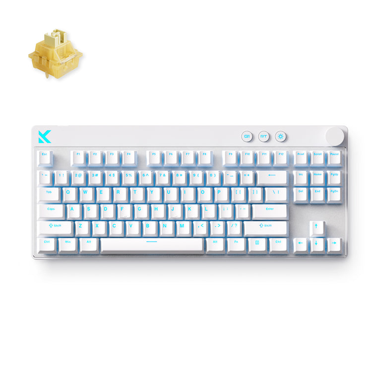 Mchose mix 87 clavier de jeu à commutateur magnétique à effet hall (blanc, disposition américaine, 80%, RVB, échange à chaud, USB-C, capteur à effet hall)