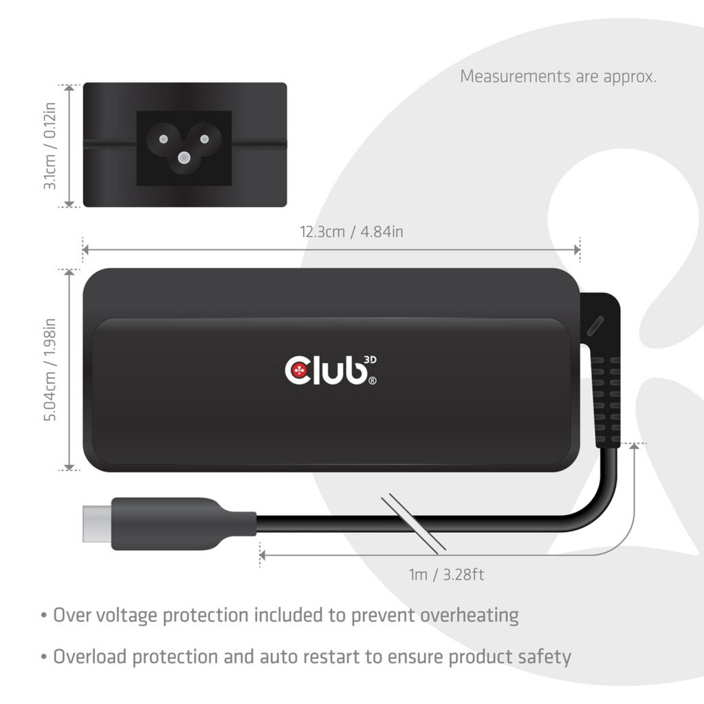 Chargeur pour ordinateur portable Club 3D USB-C 140W, 1 mètre (noir)