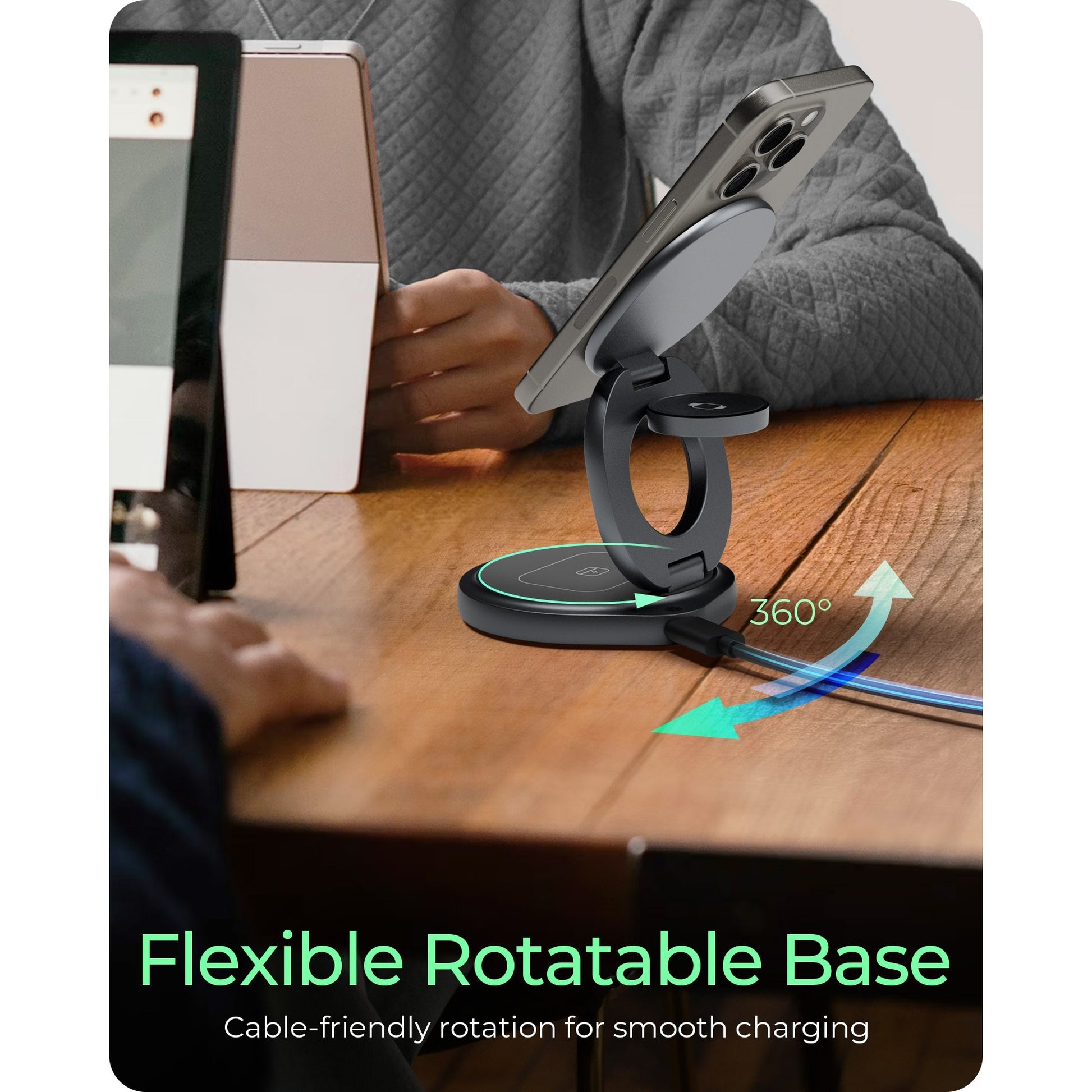 Station de charge sans fil pliable 3-en-1 glacée