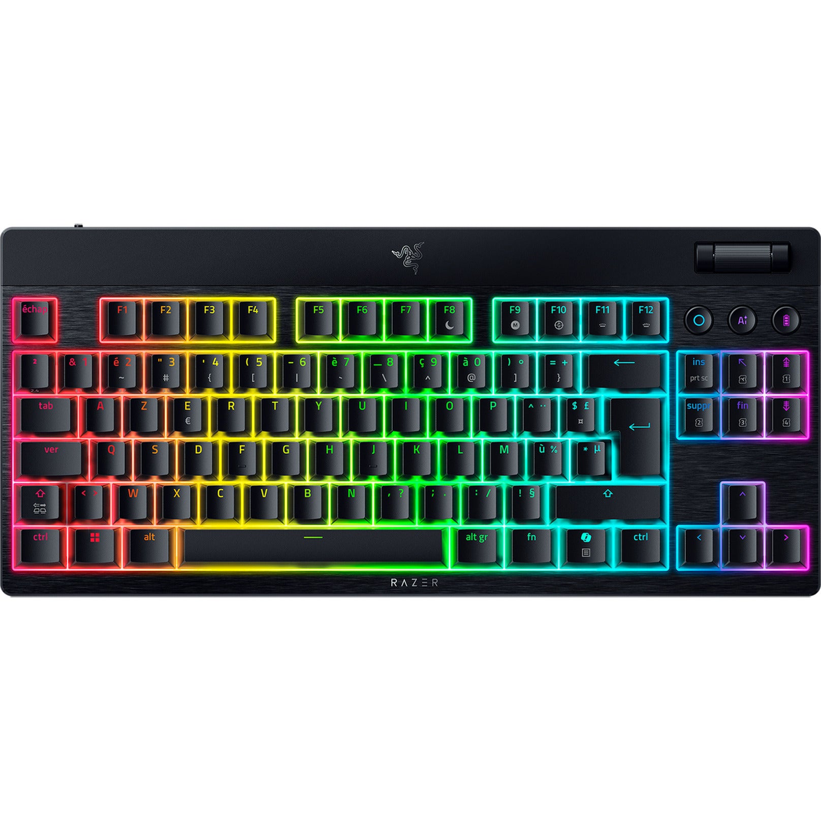 Clavier de jeu mécanique RVB discret Razer blackwidow v4 (noir, disposition américaine (qwerty), orange discret, 80 % (tkl))