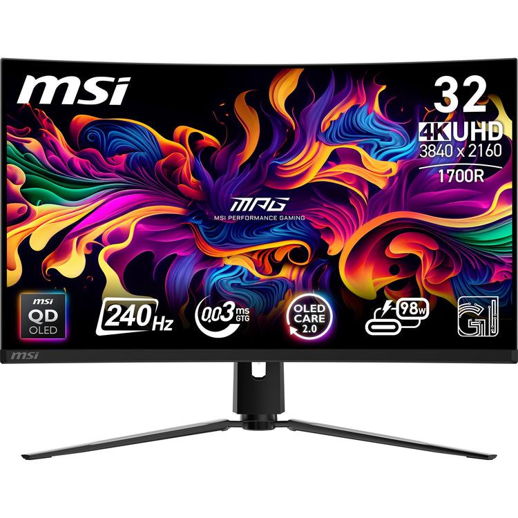 Moniteur de jeu incurvé MSI MPG 321curx QD-OLED 31,5 4K UHD (noir, 2x HDMI, Display Port, 2x USB-A, USB-B, USB-C, 240 Hz)