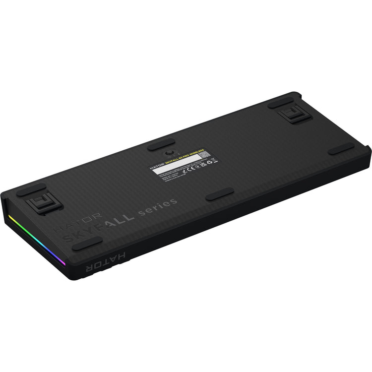 Hator skyfall pro sans fil, clavier de jeu (noir, disposition américaine, hator aurum vanille silencieux, 65%, RVB, pbt double-shot, échange à chaud, bluetooth usb-c 2,4 GHz)