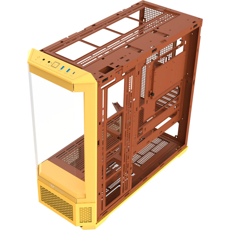 Boîtier grande tour Thermaltake view 600 tg caramel au beurre (jaune | 2x USB-A | 1x USB-C | verre trempé)