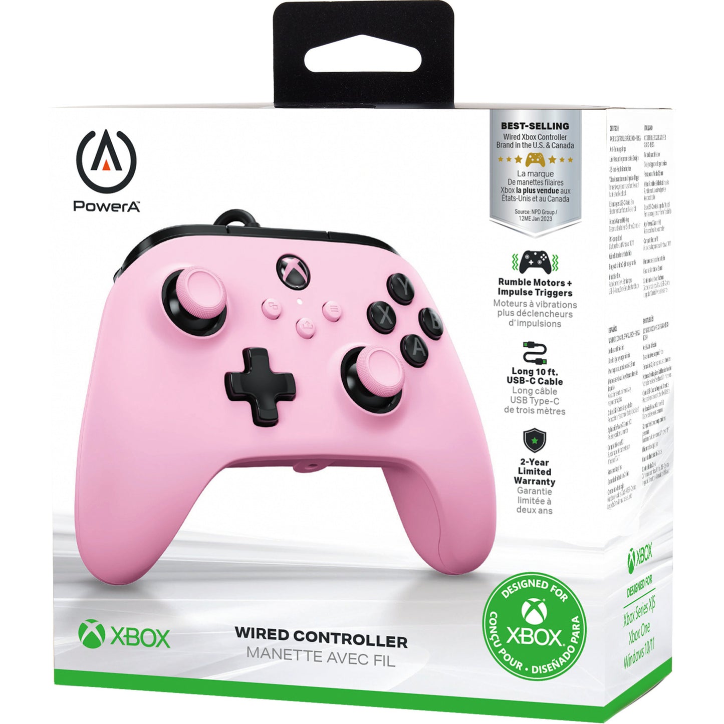 Manette filaire Powera pour Xbox Series X|s (rose, Xbox Series X|s, Xbox One, PC)