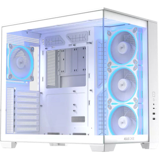 Boîtier tour midi Asus a32 plus (blanc | 2x USB-A | 1x USB-C | RVB | verre trempé)