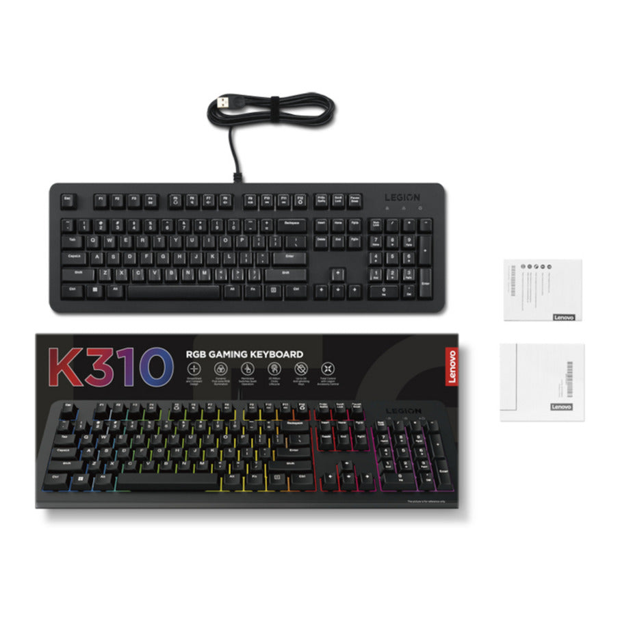 Clavier de jeu Lenovo legion k310 rgb (noir, disposition américaine (qwerty), membrane, 100%, commutateur à membrane, rgb, usb)