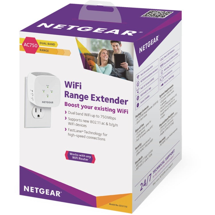NetGear Ex3110 - Extenseur de plage WiFi AC750