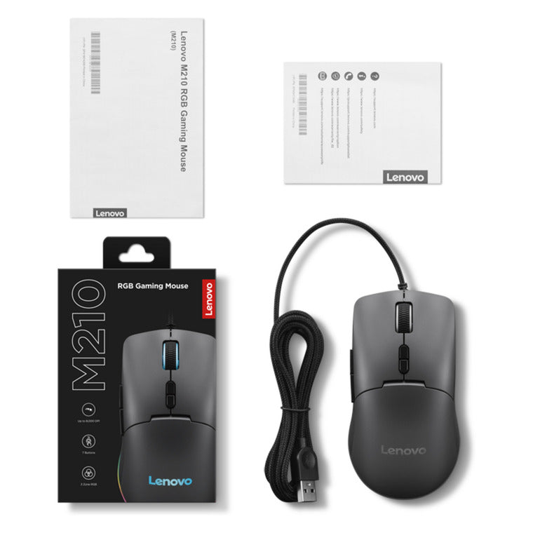 Souris de jeu Lenovo m210 RVB (noir, 8 000 dpi, RVB)