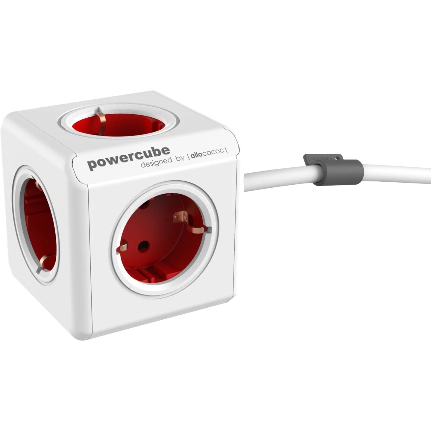 Multiprise étendue Allocacoc powercube (blanc rouge)