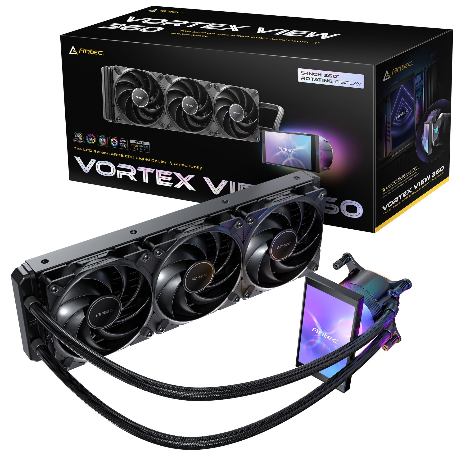 Antec vortex view 360 refroidissement par eau (noir)