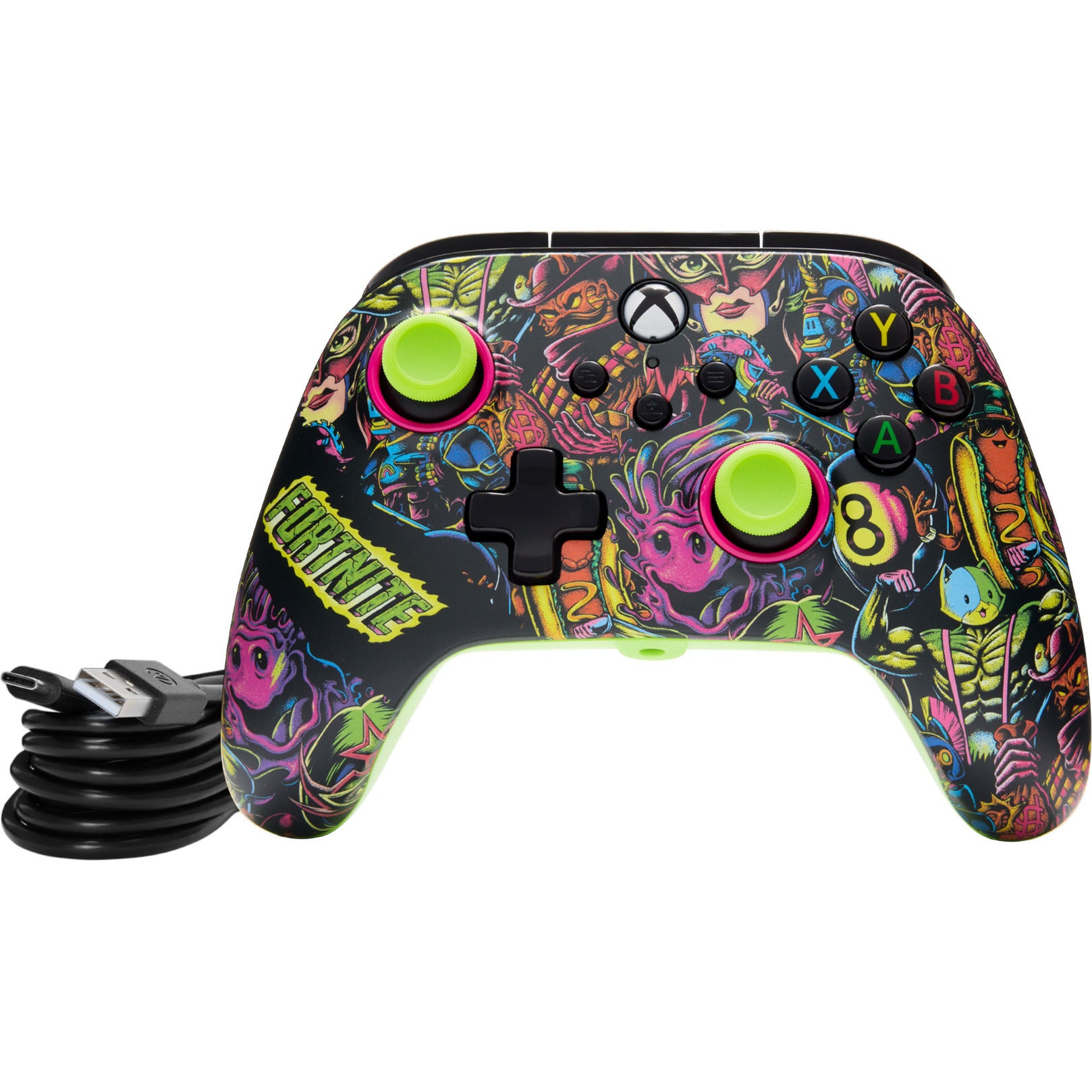 Manette Powera Advantage avec câble pour Xbox Series X|s - Fortnite : Glow (vert néon, Xbox Series X|s, Xbox One, PC)