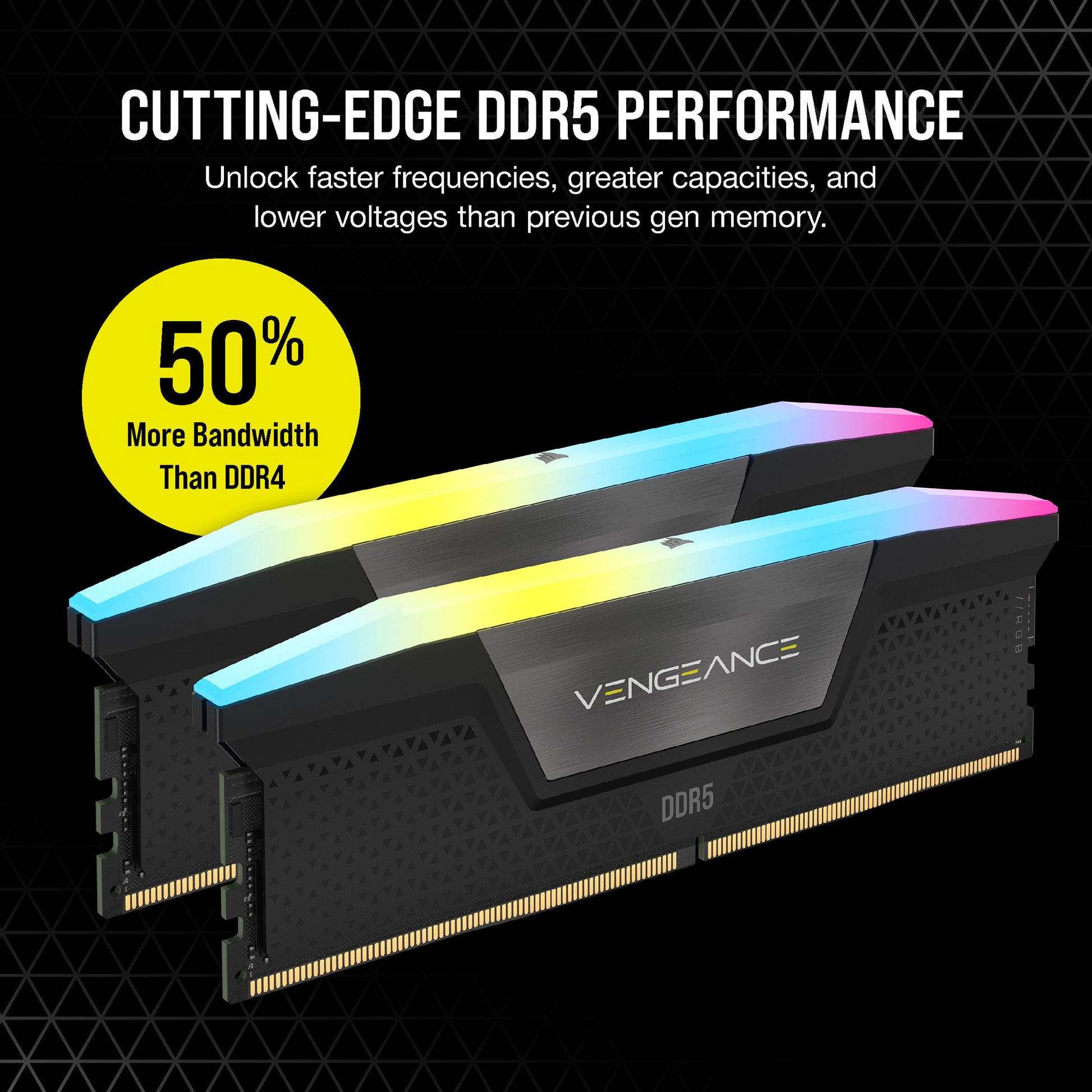 Corsair Vengeance RGB 32 Go DDR5-6000 (2x 16 Go) RAM (noir, cmh32gx5m2d6000z38, xmp, expo)