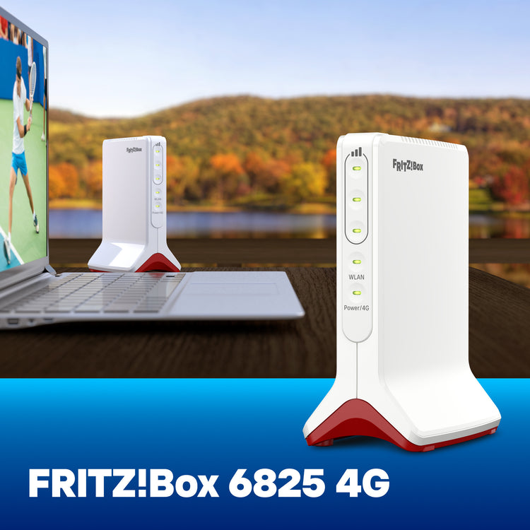 Fritz! box 6825 4g edition international routeur wlan lte (blanc rouge, wi-fi maillé, 4g 3g)