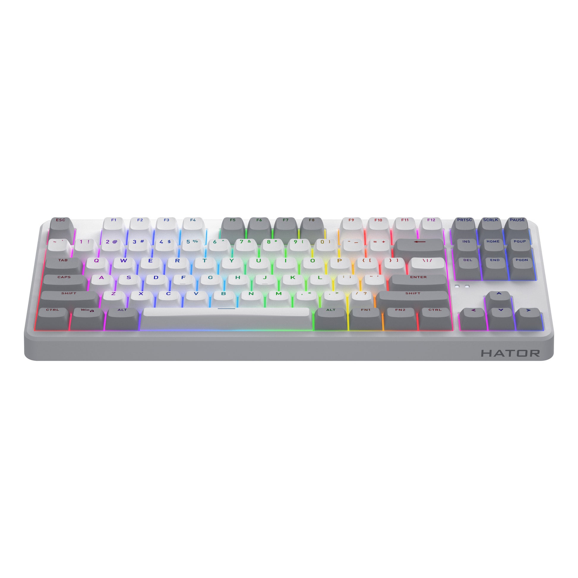 Hator rockfall 3 tkl sans fil, clavier de jeu (blanc, disposition américaine, hator aurum orange, RVB, touches PBT, hotswap, Bluetooth USB-C 2,4 GHz)