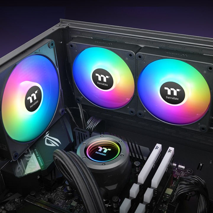 Thermaltake ct120 ex argb sync ventilateur de refroidissement PC (pack de 3 ventilateurs) ventilateurs de boîtier (noir, 3 pièces, 120 x 120 x 25 mm, pwm)