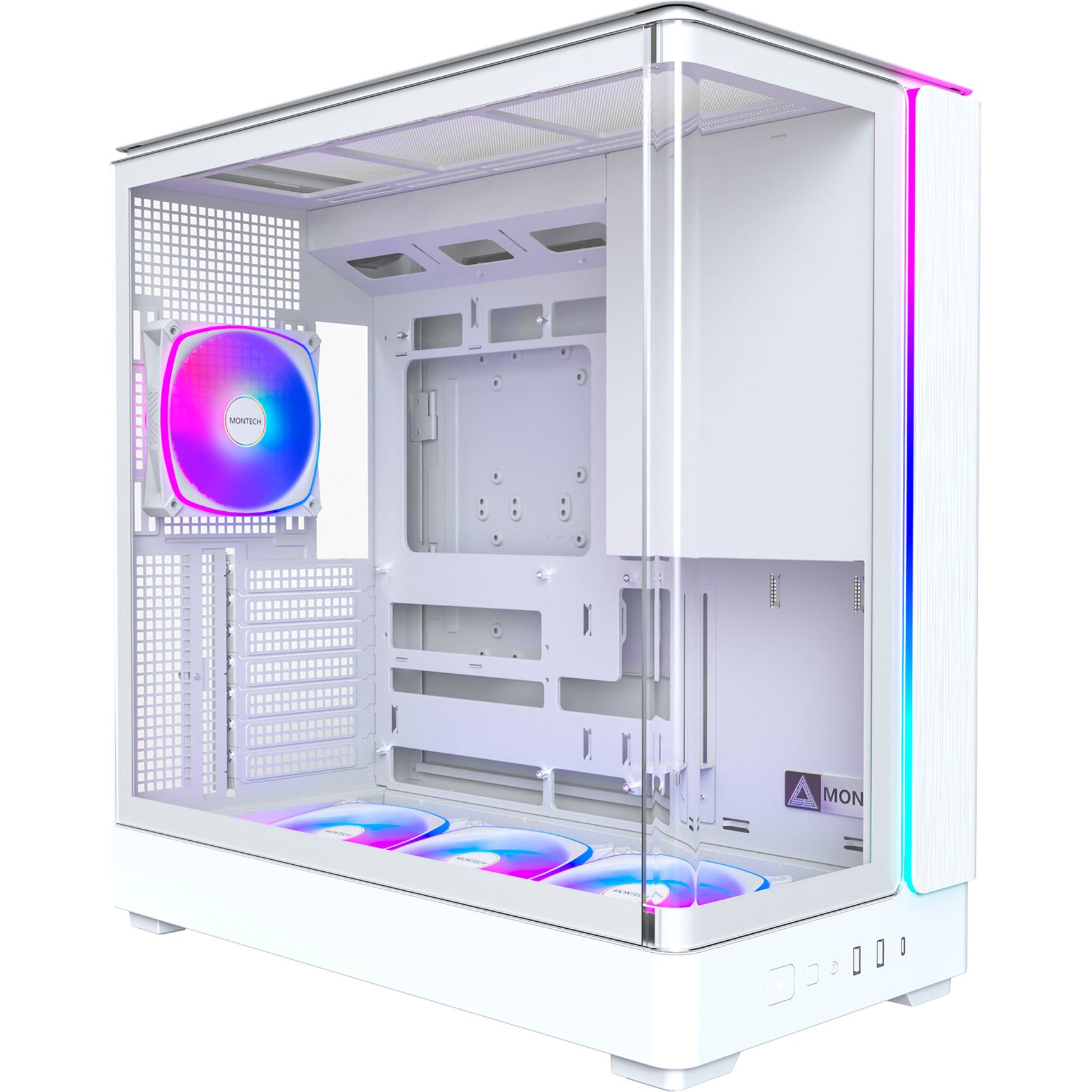 Boîtier tour midi Montech king 45 pro (blanc | 2x USB-A | 1x USB-C | RVB | fenêtre)