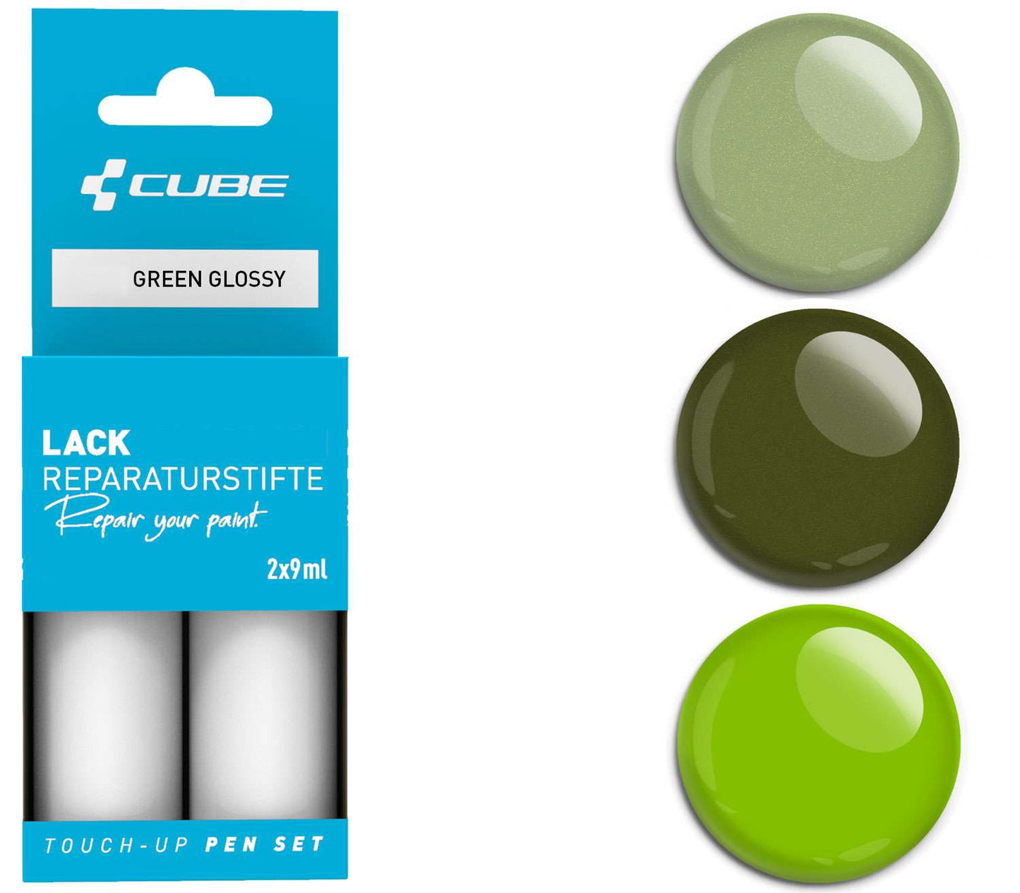 Set de stylos de retouche Cube vert brillant