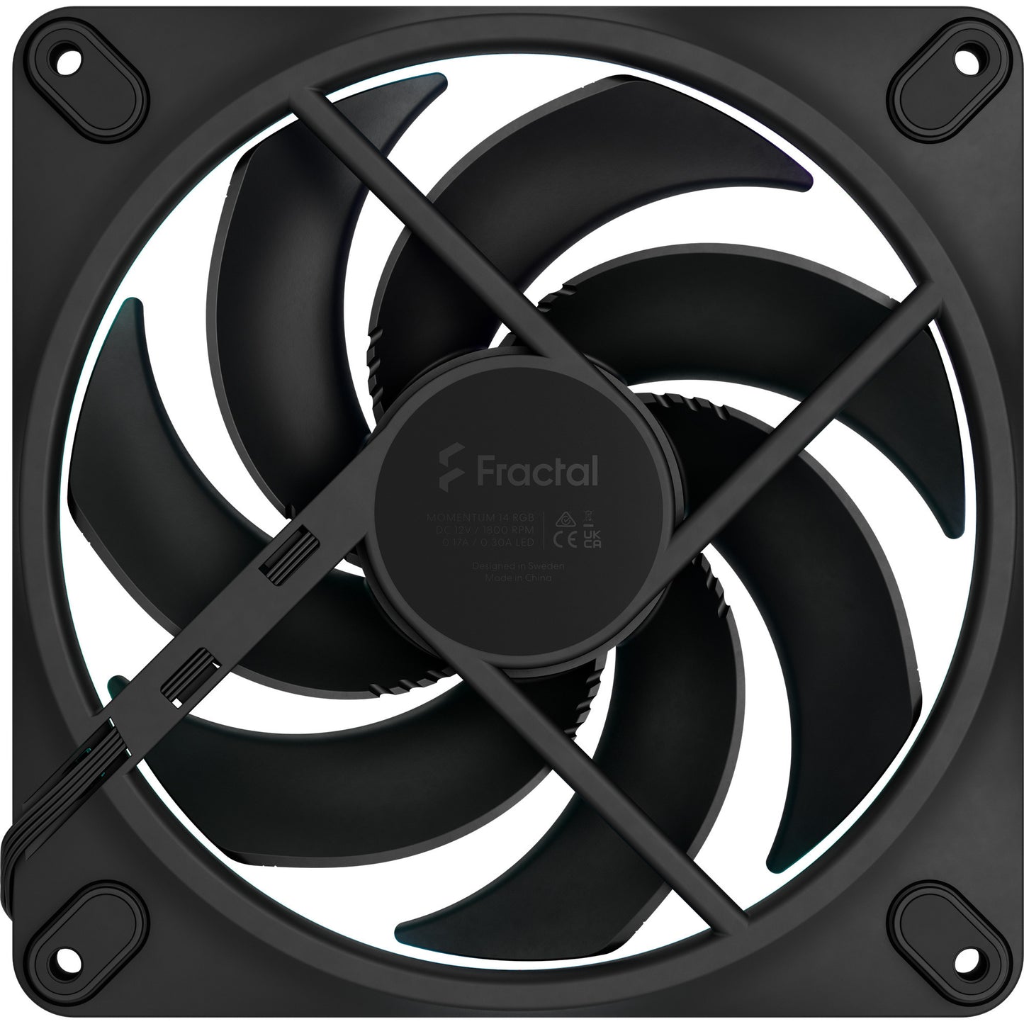 Fractal design momentum 14 ventilateur de boîtier rgb (noir, 140 x 140 x 25 mm, pwm)