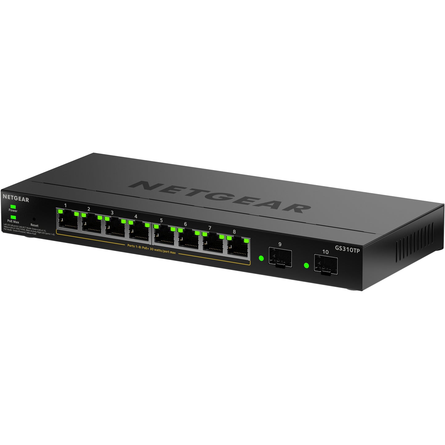 Switch Netgear gs310tpv2 (noir, budget poe 55w)