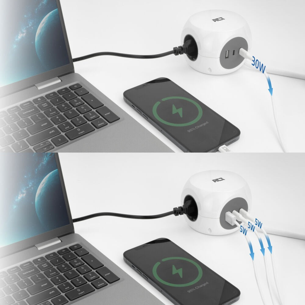 Act Connectivity Socket Kubus avec 3 sockets, 30W D