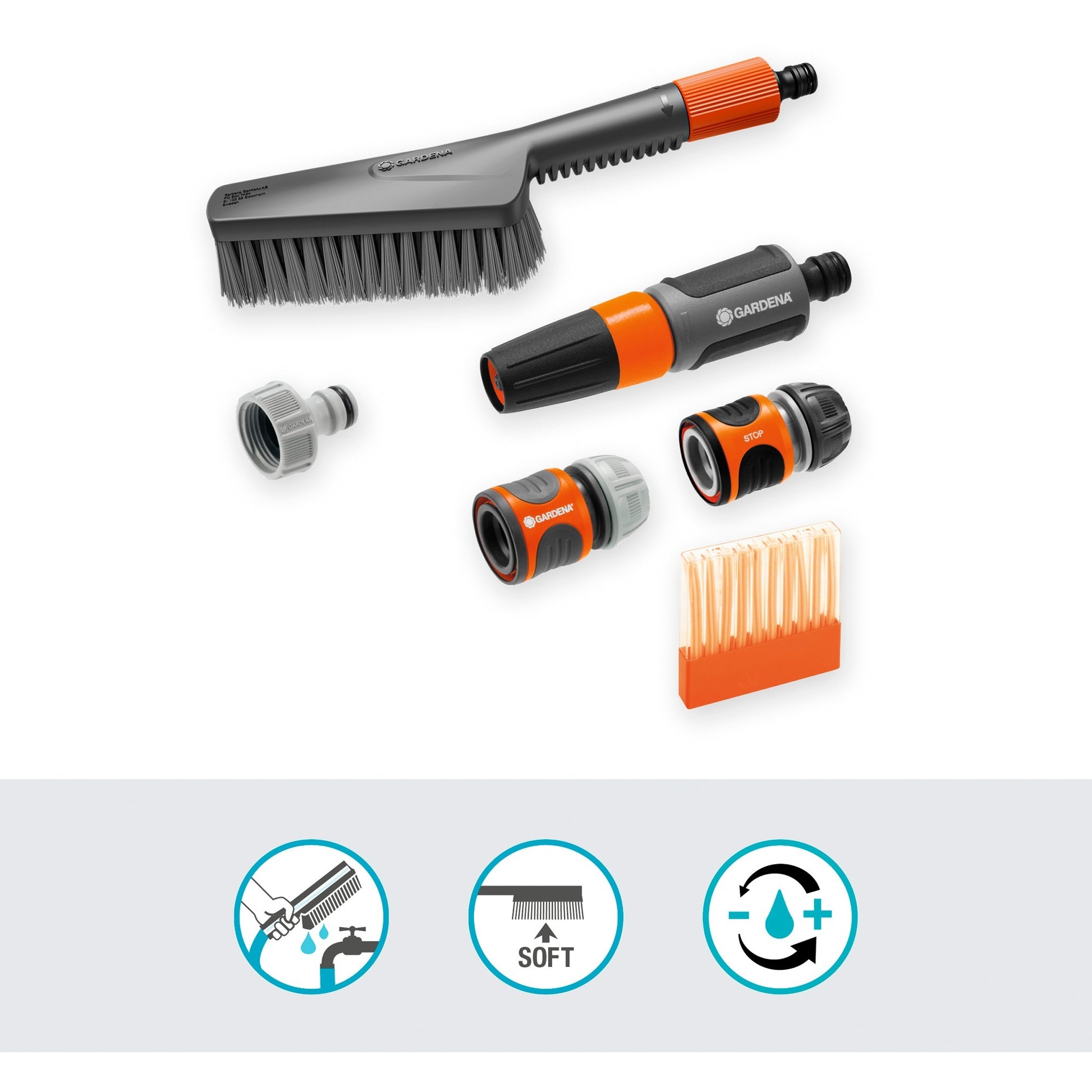 Ensemble de nettoyage de Gardena CleanSystem avec Soft Soop, Soop