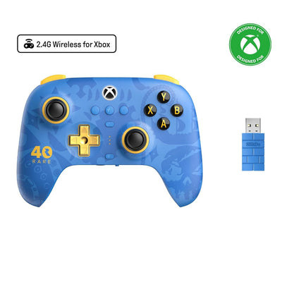 Contrôleur ultime 3 modes 8bitdo pour Xbox - édition rare du 40e anniversaire (or bleu, Xbox Series X|s, Xbox One, PC, Bluetooth USB-C 2,4 GHz)