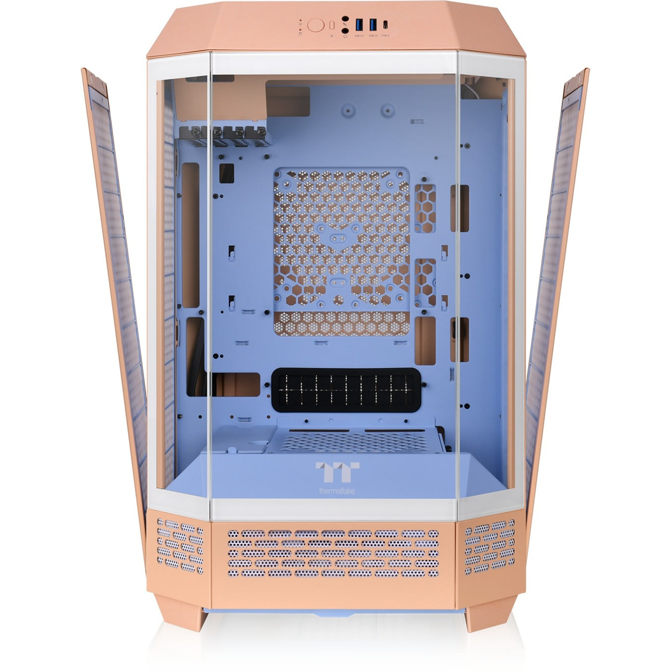 Thermaltake the tower 300 - boîtier mini tour pêche fuzz (pêche | 3x USB-A | verre trempé)