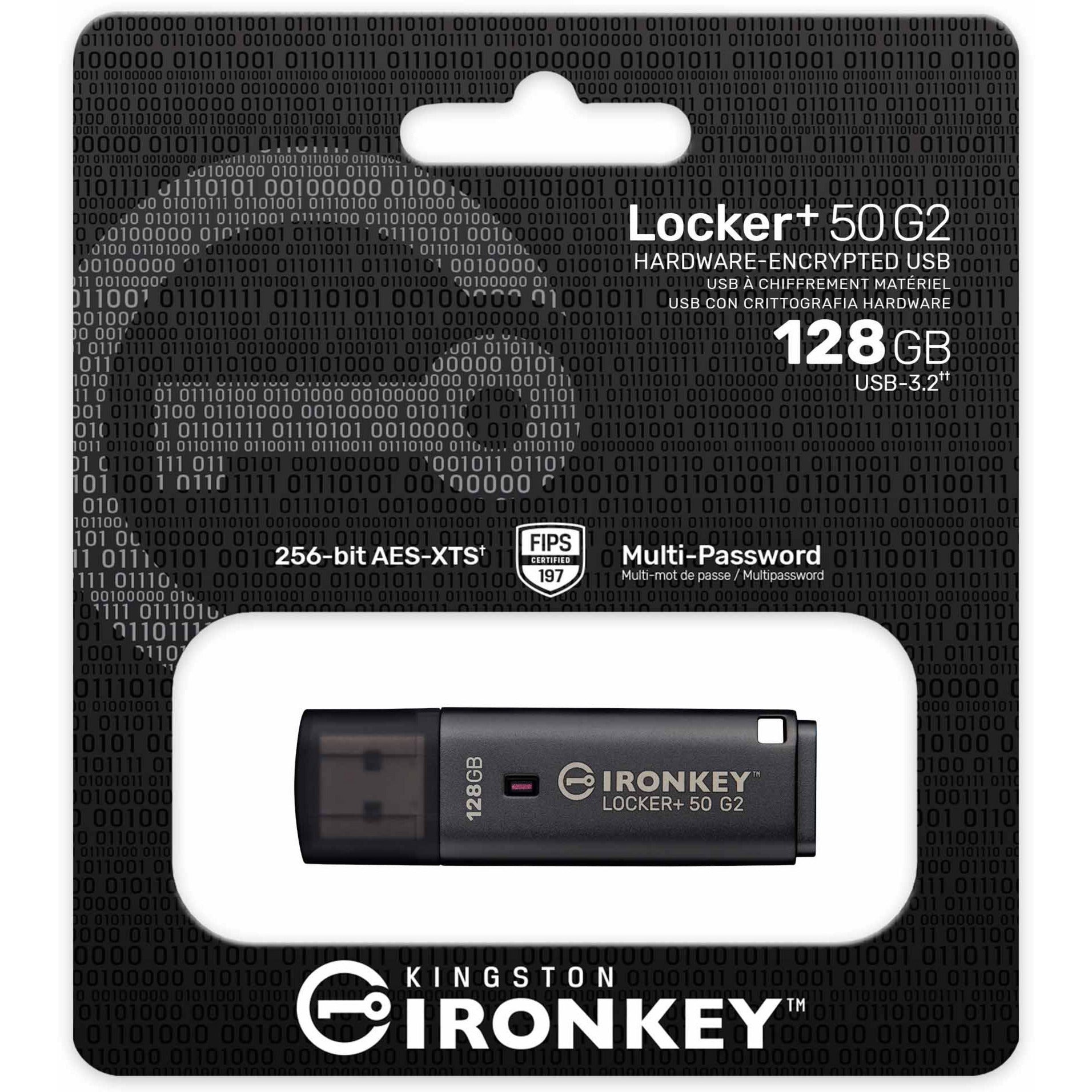 Kingston ironkey locker+ 50 g2 clé USB 128 Go clé USB (anthracite, USB-A 3.2 gen 1)