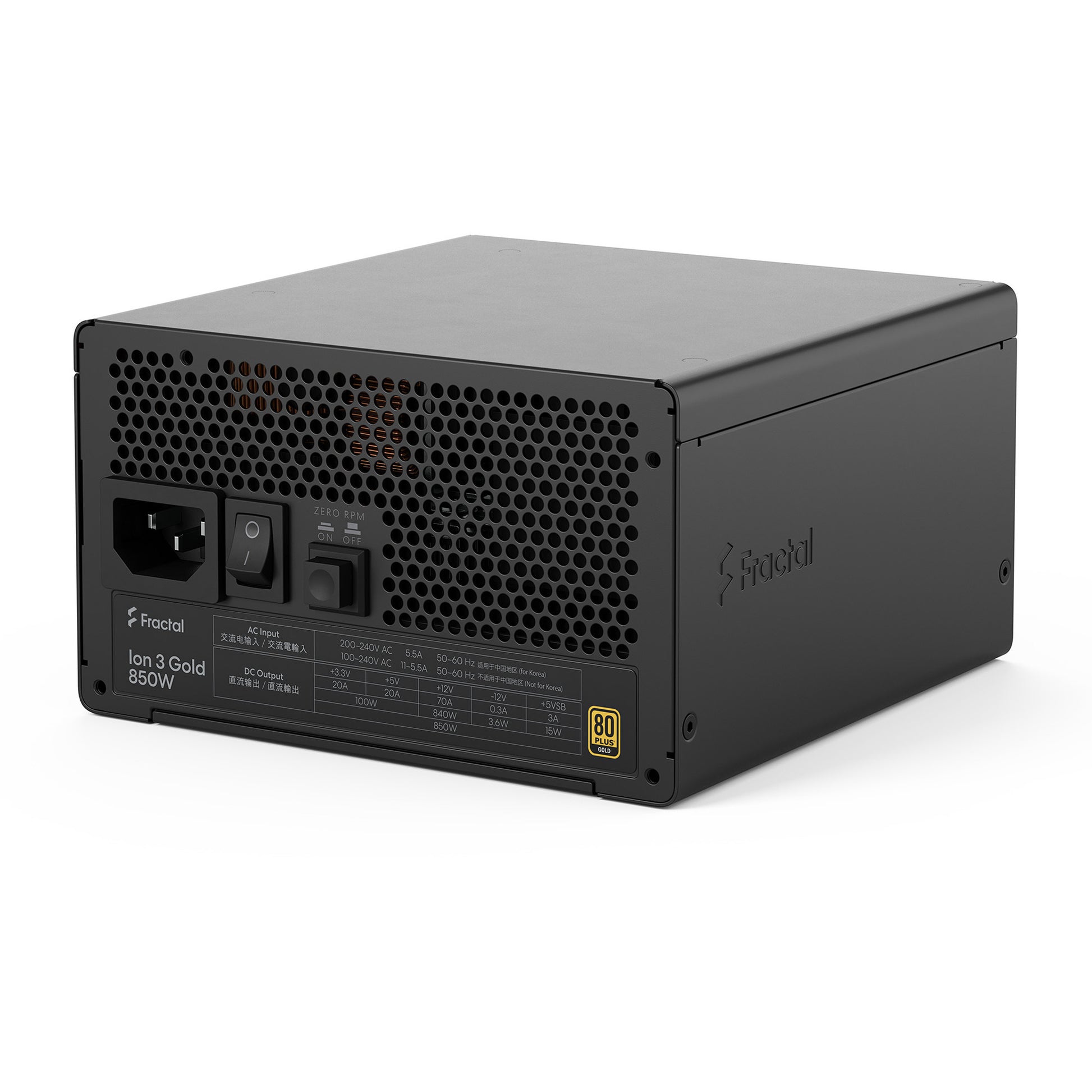 Alimentation modulaire Fractal Design ion gold 3 de 850 watts (noir, 1x 12v-2x6, 3x pcie)