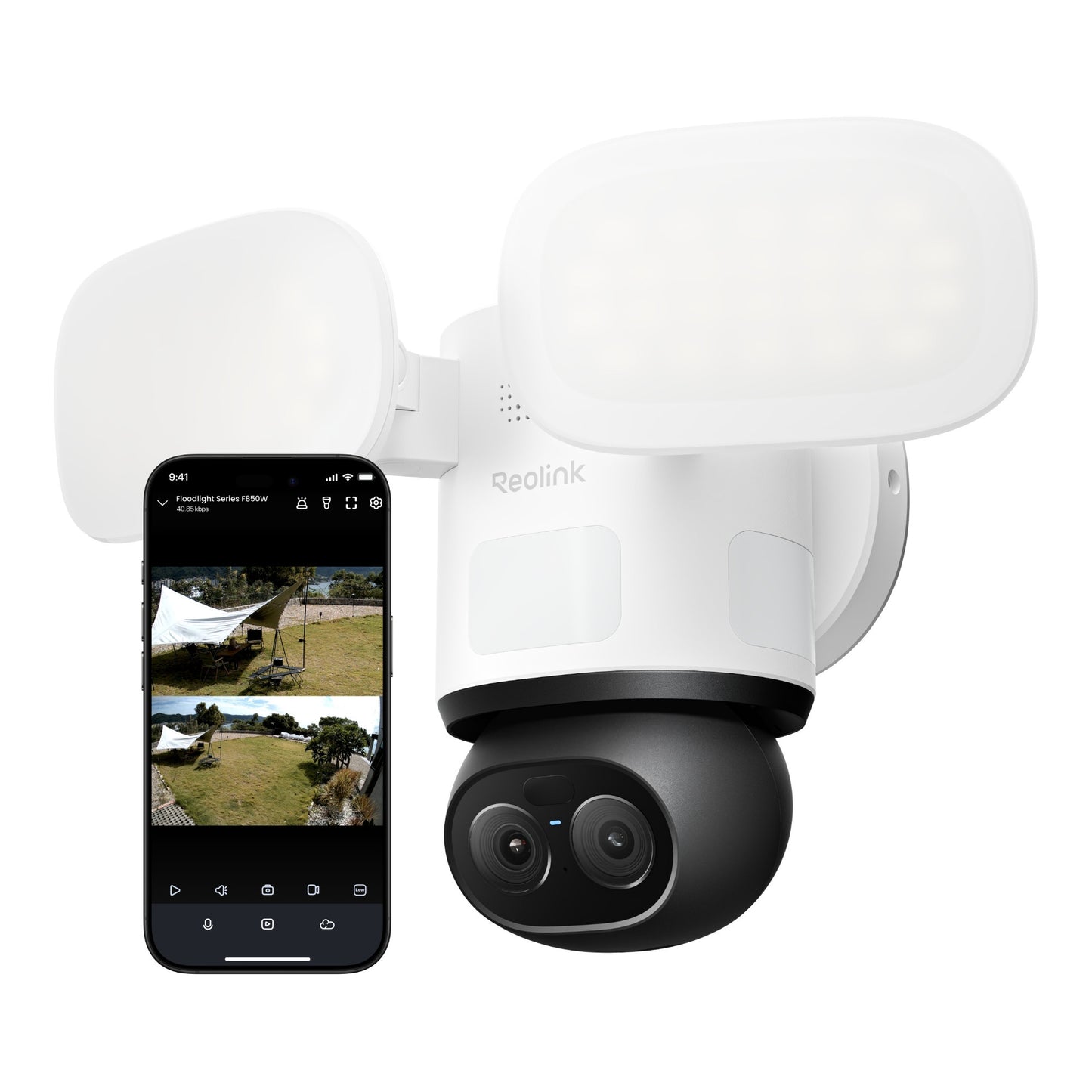 Caméra de sécurité wifi avec projecteur trackflex Reolink f850w (blanc, 4k, wifi)
