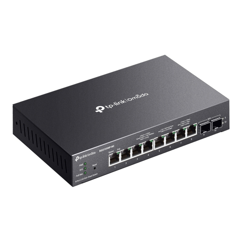 Commutateur intelligent tp-link omada sg2210xmp-m2 8 ports 2,5gbase-t (noir, 8x poe+, 2x 10ge sfp+)