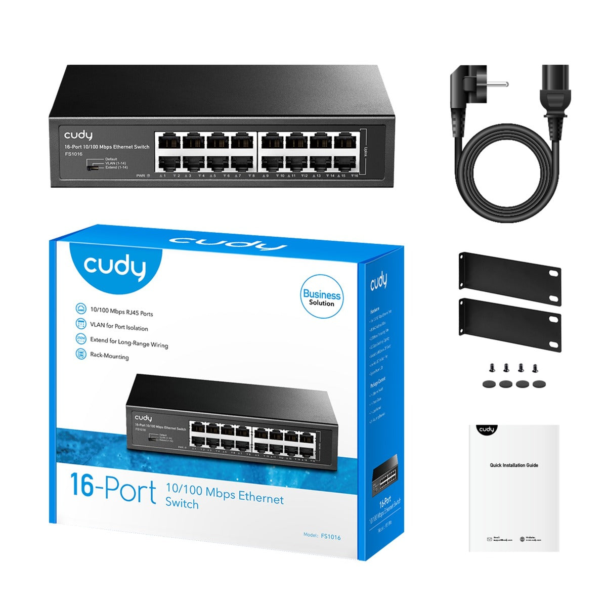 Commutateur Ethernet Cudy 16 ports 10 100 Mbps (noir)