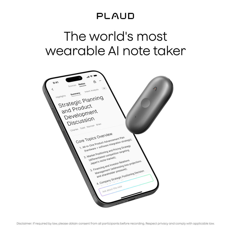 Machine à dicter Plaud notepin s (noir, 64 go, Bluetooth 5.2 BLE (Bluetooth low energy) Wi-Fi)