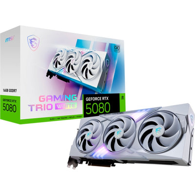 Carte graphique Msi Geforce RTX 5080 16G Gaming Trio OC White (Blanc, 3x Display Port, 1x HDMI)