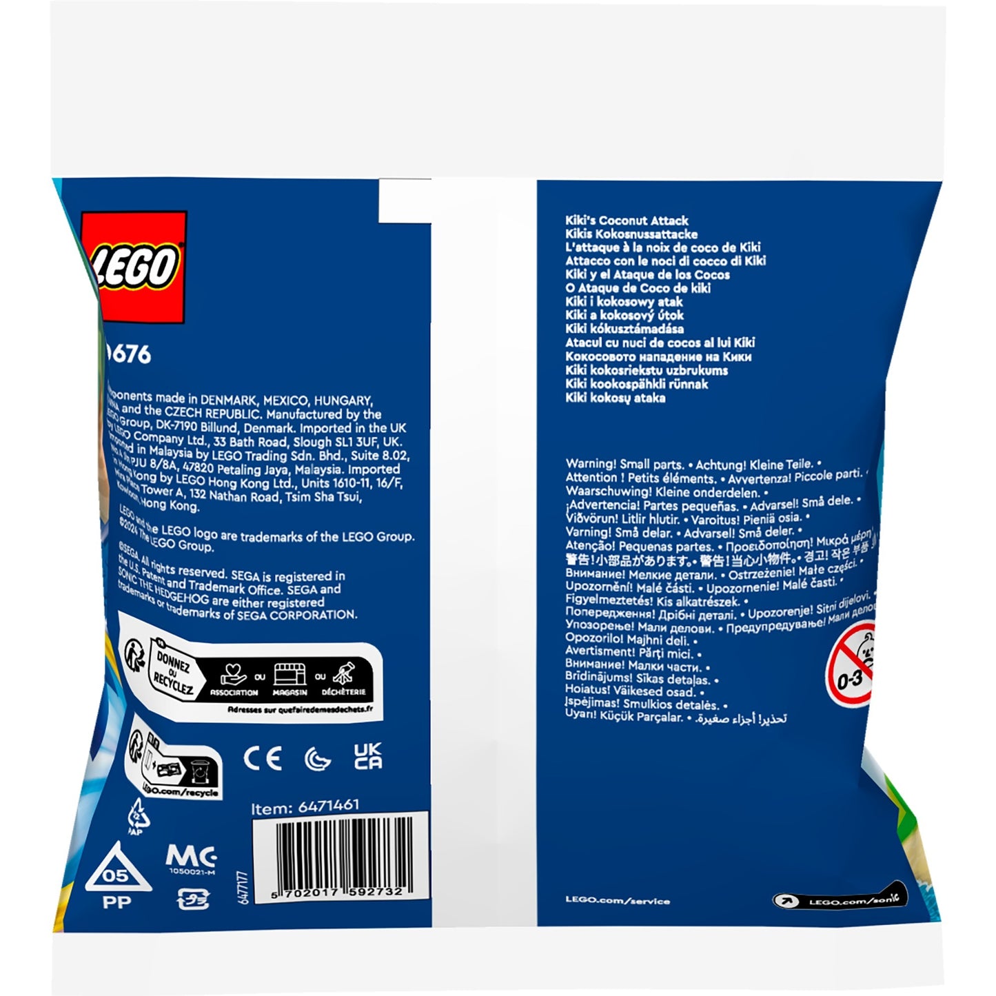 Lego Sonic le hérisson - Jouet de construction L'attaque de la noix de coco de Kiki (30676)