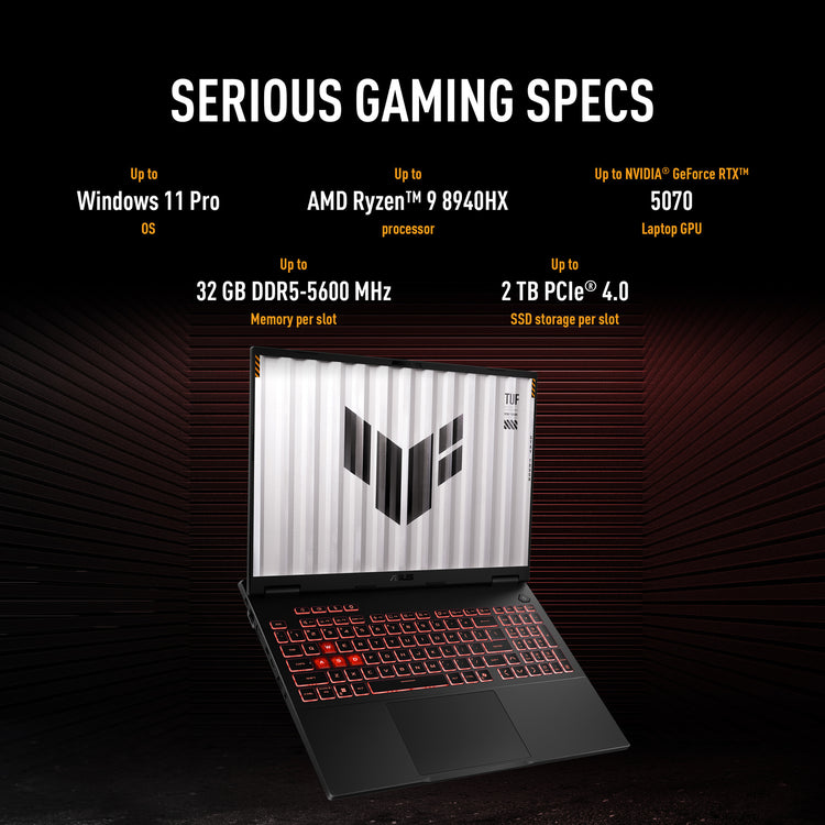 Ordinateur portable de jeu Asus Tuf Gaming A16 FA608um-RV253W 16 (Gris | Ryzen 7 260 | RTX 5060 | 16 Go | SSD 1 To)