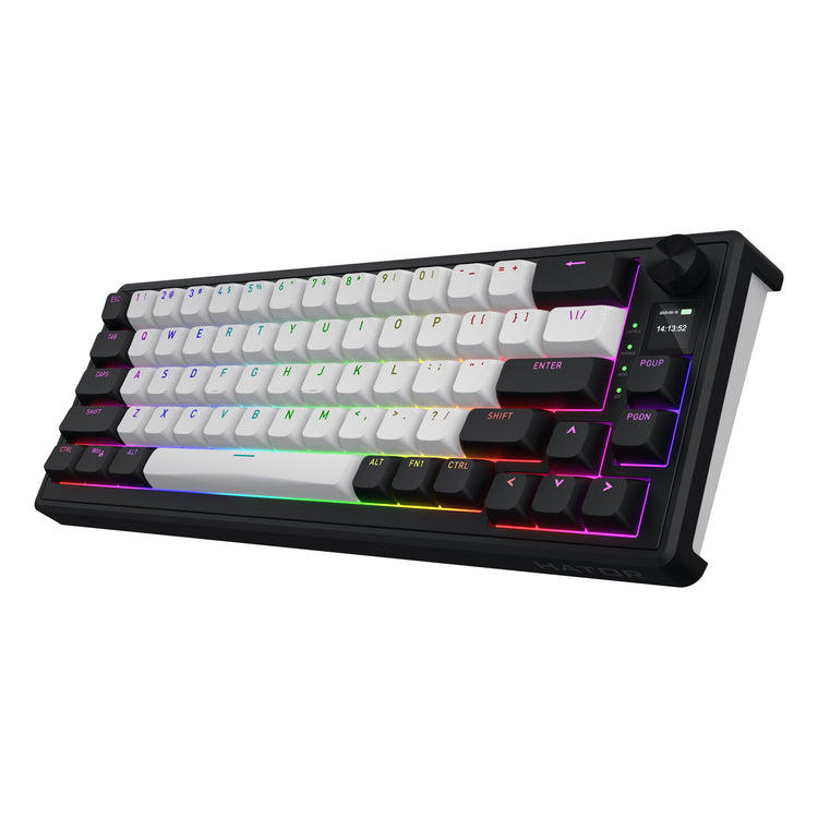 Hator skyfall mag ultima 8k sans fil, clavier de jeu (noir, disposition américaine, hator aurum ice, 65 %, rgb, double-shot pbt, hot-swap, 2,4 GHz bluetooth usb-c)