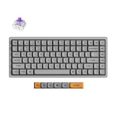 Clavier mécanique RVB Keychron K2 HE-F1C Concrete Edition (noir, disposition américaine (QWERTY), nébuleuse magnétique à double rail Gateron, 75 %, LED RVB, PBT osa double-shot, échange à chaud, 2,4 GHz | Bluetooth 5.2 | USB-C)