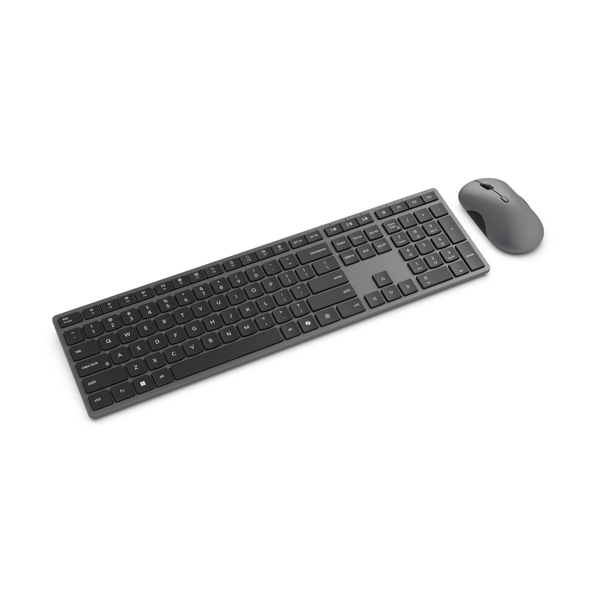 Ensemble de bureau combo sans fil multi-appareils moderne Lenovo 700 (gris, disposition américaine (Qwerty), 100 %, 4 000 dpi, 2,4 GHz, BT 5.3, USB-A)