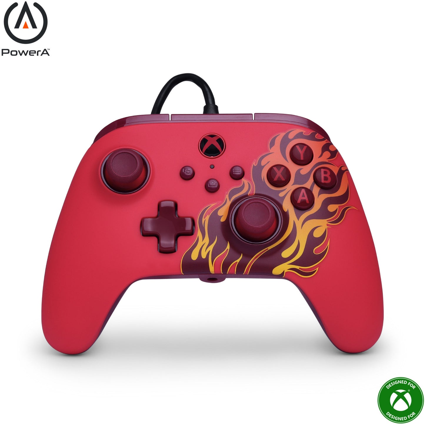 Manette Powera Advantage avec câble pour Xbox Series X|s - Red Fire (rouge, Xbox Series X|s, Xbox One, PC)