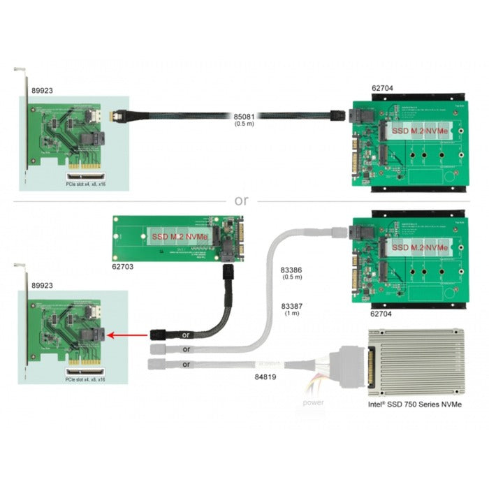 Dellock PCI Express X4 Carte U.2 NVME à 1 x SFF interne