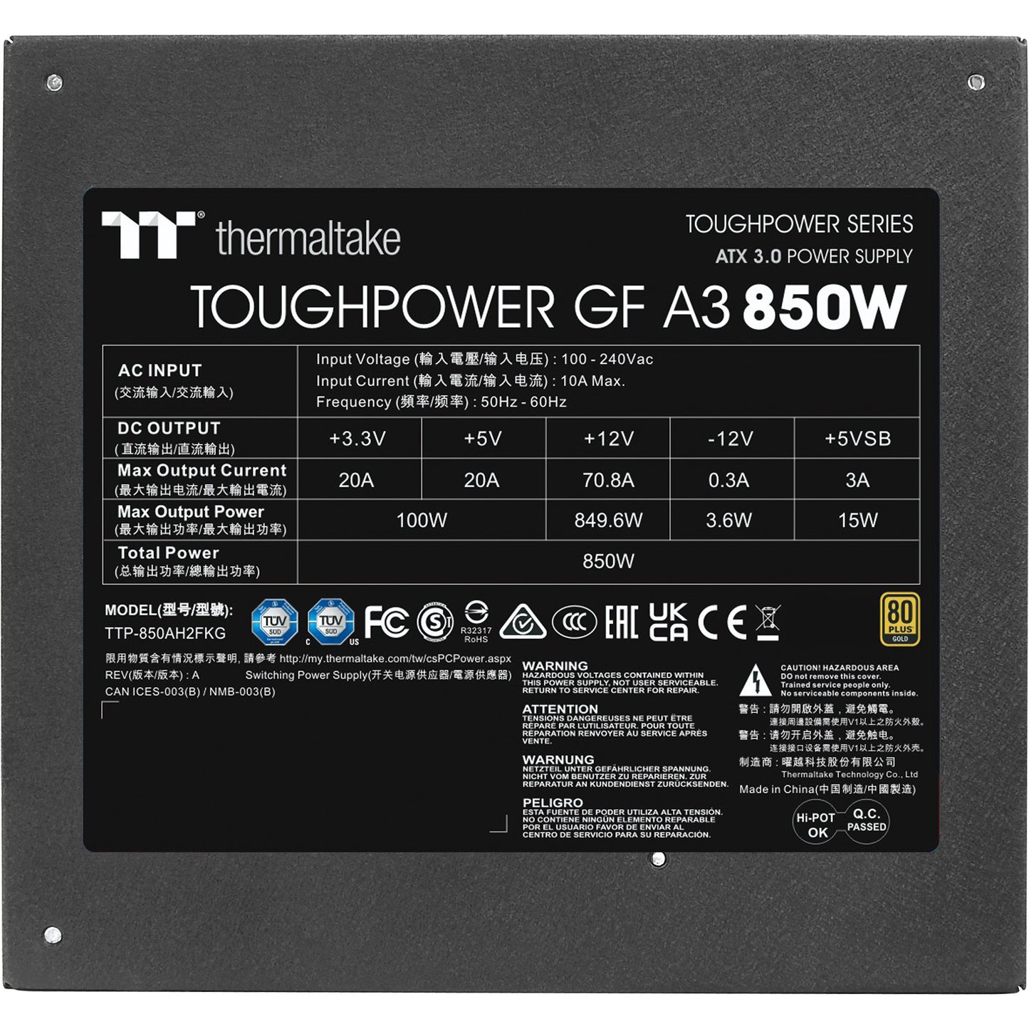 Thermaltake Toughpower GF A3 Gold 850W TT Premium Edition