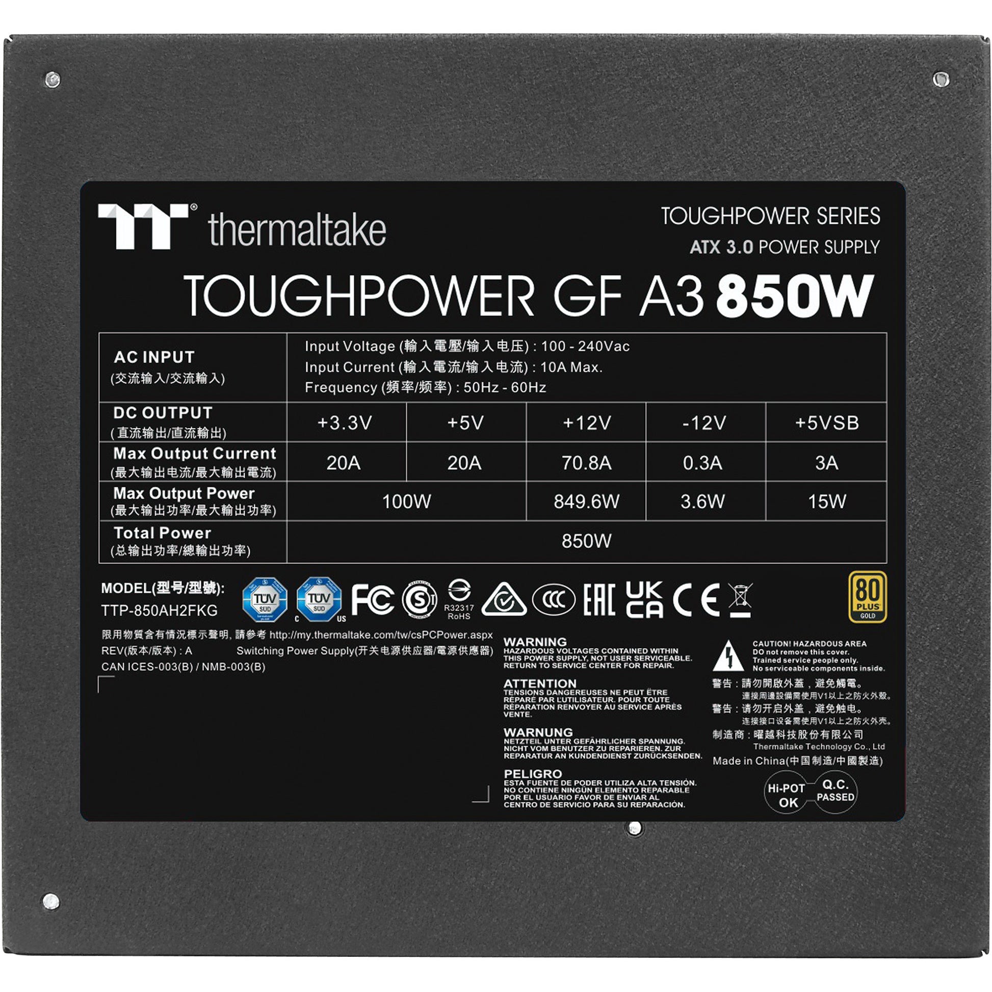 Thermaltake Toughpower GF A3 Gold 850W TT Premium Edition