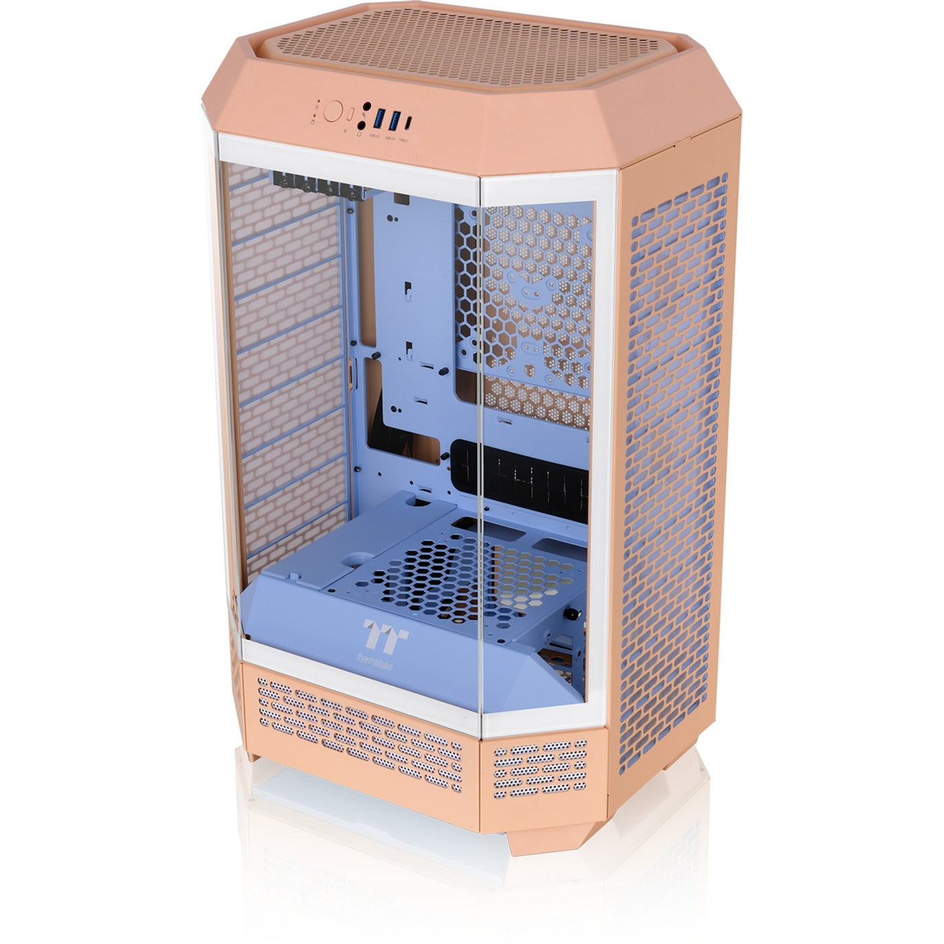 Thermaltake the tower 300 - boîtier mini tour pêche fuzz (pêche | 3x USB-A | verre trempé)