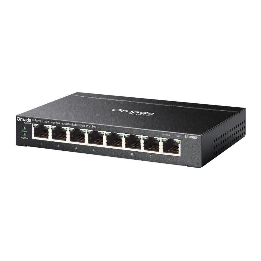 Tp-link omada es208gp commutateur géré facile gigabit 8 ports (noir, 8x poe+)