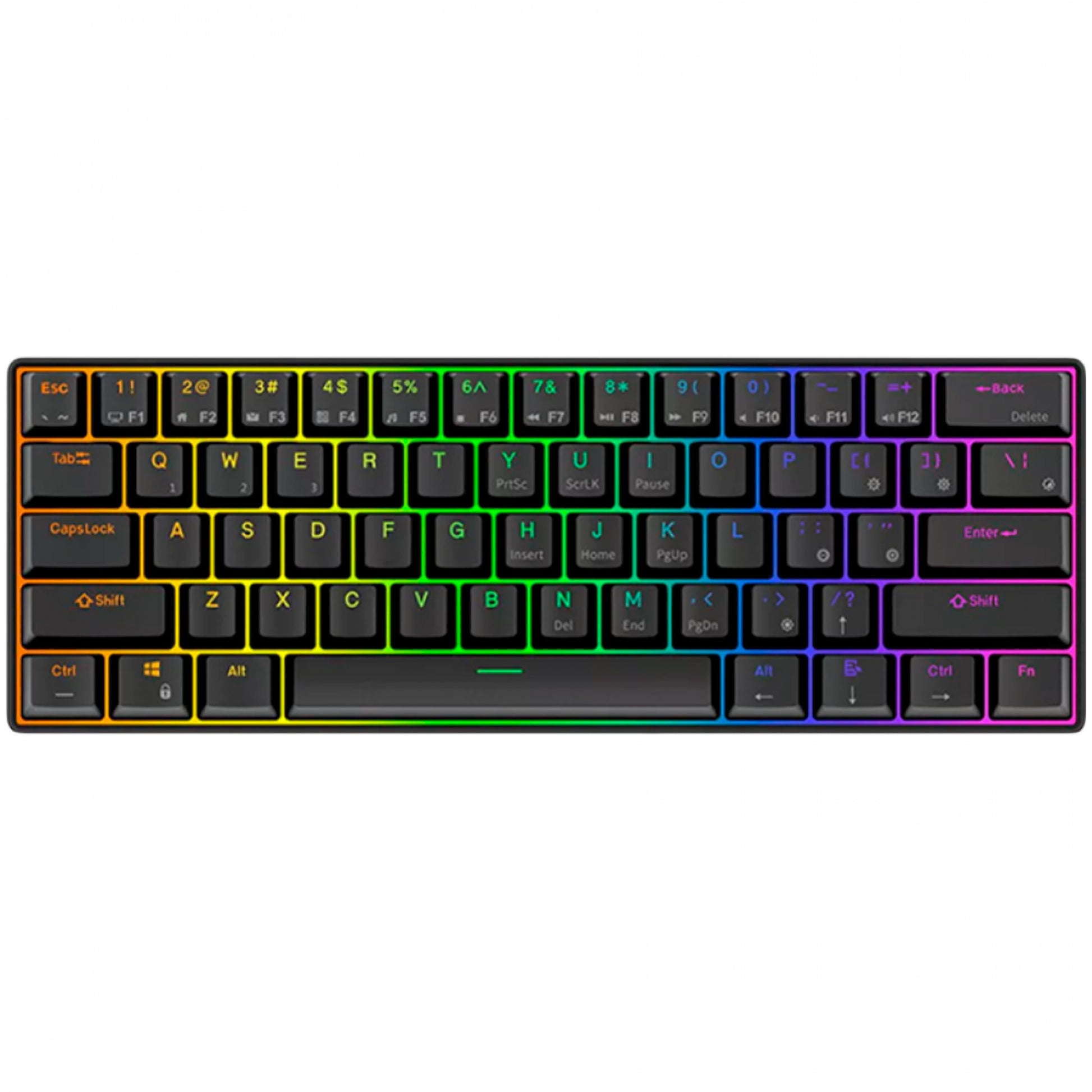 Clavier mécanique sans fil Royal Kludge RK61, clavier de jeu (noir, disposition américaine, commutateur marron, 60 %, RVB, échange à chaud, Bluetooth USB-C 2,4 GHz)