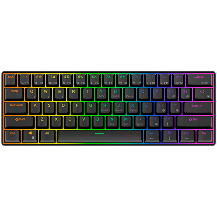 Clavier mécanique sans fil Royal Kludge RK61, clavier de jeu (noir, disposition américaine, commutateur marron, 60 %, RVB, échange à chaud, Bluetooth USB-C 2,4 GHz)