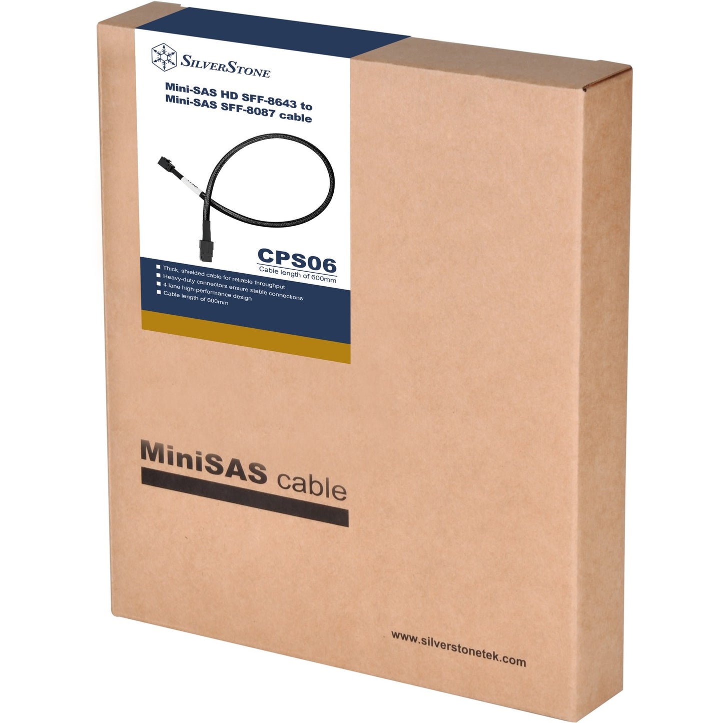 Câble adaptateur Silverstone Mini-SAS SFF 8643 à SFF-8087