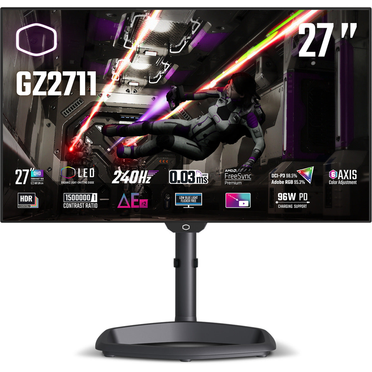 Moniteur de jeu Cooler Master Tempest GZ2711 27 (noir, 240 Hz, HDMI, port d'affichage, USB Type C, audio, FreeSync Premium)
